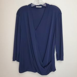 MM Lafleur Deneuve blouse 4.0 in Galaxy Blue surplice neckline U